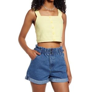BP. Women's Button Front Linen Blend Tank, Size Small in Yellow Lemonade 🤩 T8